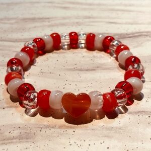Valentine Heart Pony Bead Bracelet | Stretch Y2K